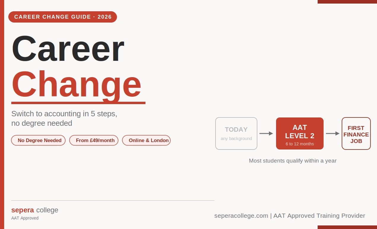 
Adult learner starting a career change to accounting with an AAT course at Sepera College