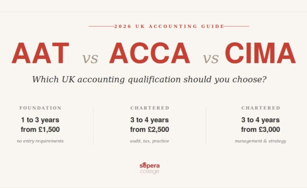 AAT vs ACCA vs CIMA comparison guide showing accounting qualification routes UK 2026 at Sepera College