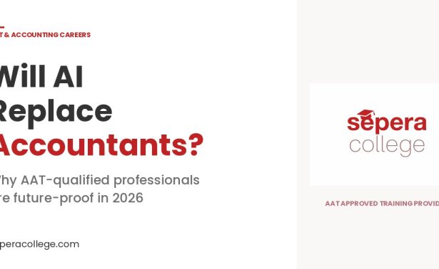 Will AI replace accountants in 2026, Sepera College AAT approved training featured graphic