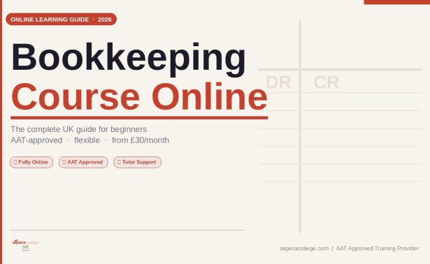 Bookkeeping course online UK guide for beginners 2026 showing AAT Level 2 and Level 3 options, Sepera College
